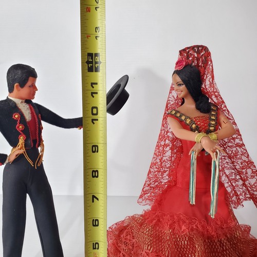Vintage Marin Chiclana Spanish Dolls Flamenco Dancers Set Of 2 Red Dress 12 In - Picture 19 of 19