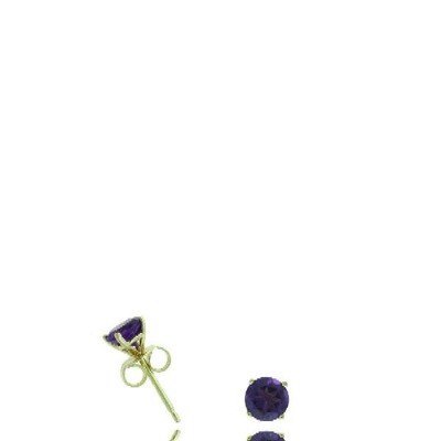 1.10 TCW Natural Round Cut Amethyst 14K Yellow Gold Studs   February Birthstone