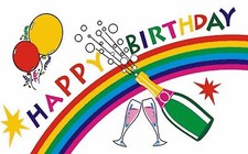 HAPPY BIRTHDAY BOTTLE 18" x 12" FLAG suitable for Boats Caravans Treehouses