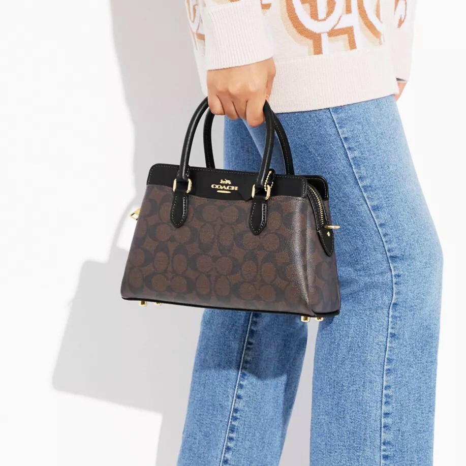 COACH Mini Darcie Carryall Signature Canvas Pink/Khaki CH174