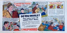 Philip Morris Cigarettes #100? - Lou Fine art - 1951 color Sunday comic ad page