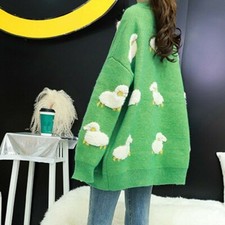 Women Girls Knitted Cardigan Top Sweater Coat Knitwear Winter Warm Casual Cute