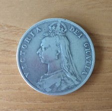 &nbsp;Queen Victoria 1889 Silver Jubilee Head HALF CROWN Coin, 14gr