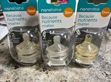 NANOBEBE BECAUSE NUTrients MATTER- 2PK SILICONE BOTTLE NIPPLES- SLOW- 0M New