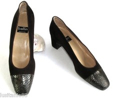 BALLIN - CHAUSSURES A TALONS CUIR VELOURS MARRON & PYTHON 38 - TRES BON ETAT