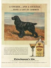 1940 Fleischmann's Distilled Dry Gin Cocker Spaniel Edwin Megargee Vintage Ad