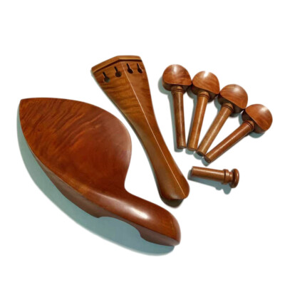 4/4 Violin Jujube Wood Fitting Flamming Stripe Tailpiece Chinrest Endpin Peg 4#