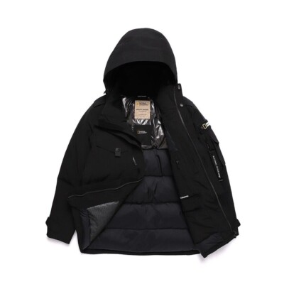 NATIONAL GEOGRAPHIC / ダウンジャケット/XL/ポリエステル/BLK NATIONAL GEOGRAPHIC Mens CAM VALLEY GOOSE DOWN JACKET NEW SIZE XL