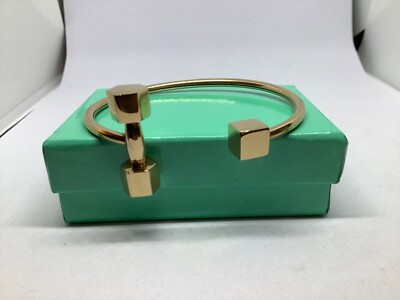 Macys Cuff Bracelet Cubes Bolts Rose Gold Plated Modern Flexible Adjustable Open