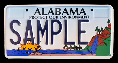 ALABAMA GRAPHIC  AUTO LICENSE PLATE '' SAMPLE '' PROTECT OUR ENVIRONMENT