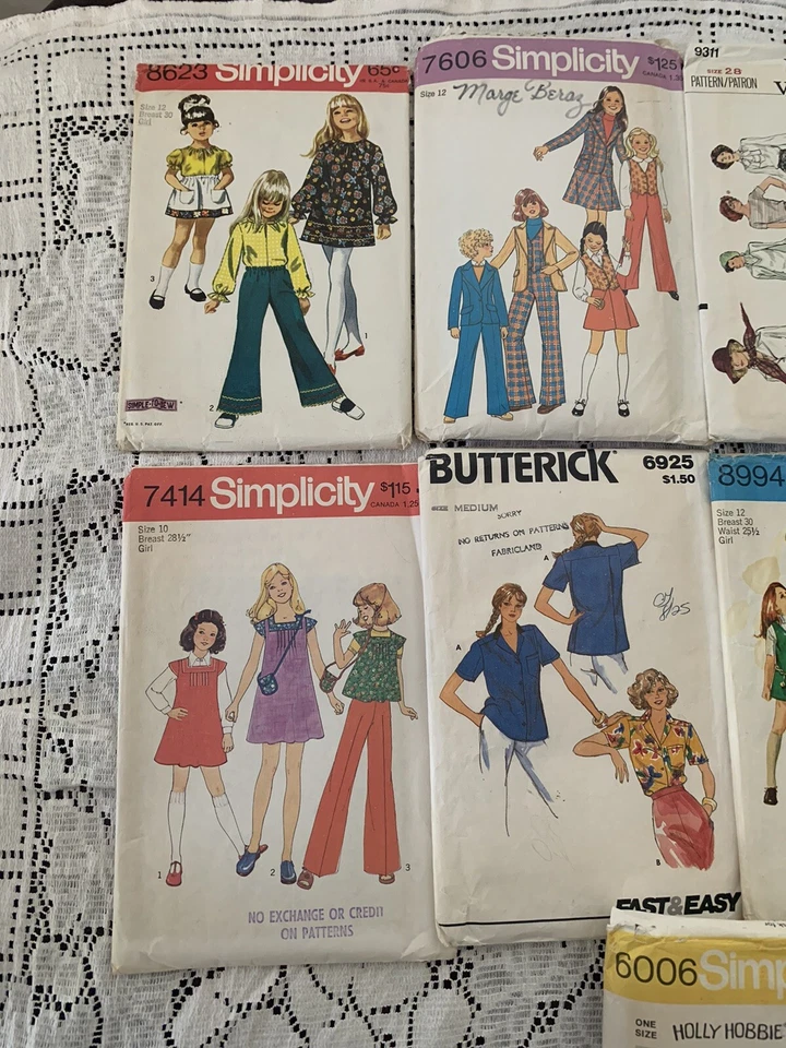 Lot of 9 Sewing Patterns SIMPLICITY BUTTERICK VOGUE PATTERNS Holly Hobbie Doll - Image 3 of 4