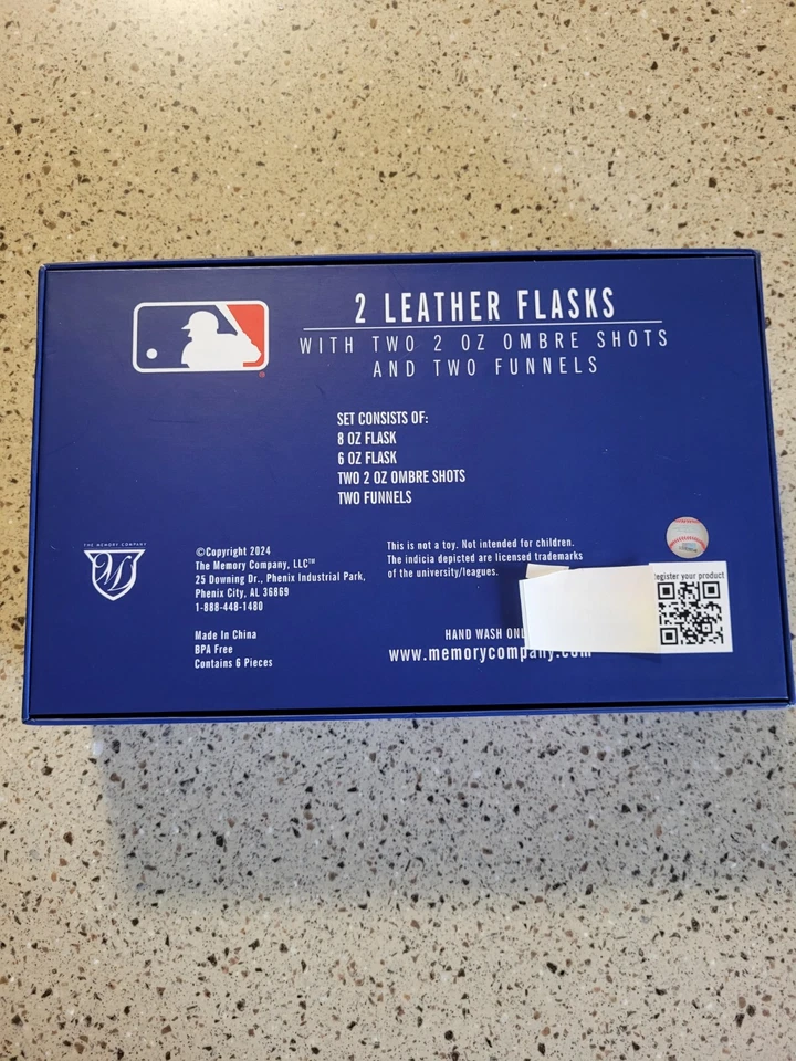 MLB Cleveland Guardians 2 Faux Leather Flasks 2 Ombre Shot Glasses And 2 Funnels - Image 4 of 4