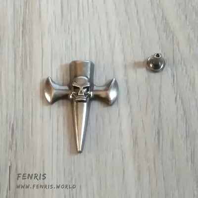 Skull Cross Rivets Studs Silver Set of 5 Leather Costume Armor Biker Punk