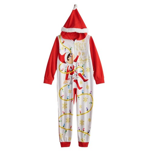 The Elf on the Shelf Hooded Union Suit Sleeper Pajamas Size 6 NWT 40