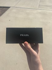 PRADA Rectangular Black Plastic Sunglasses with Case