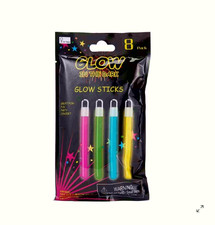 Glow Sticks 8 Pack Coloured Glows In The Dark Fun Friends Home Family Children*
