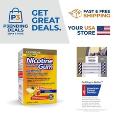 Nicotine Polacrilex Gum 4 mg - Light Yellow Fruit, 100 Count for Quitting