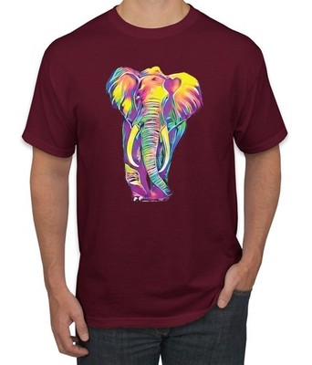Colorful Walking Elephant Wildlife Animals Men Graphic Tshirt