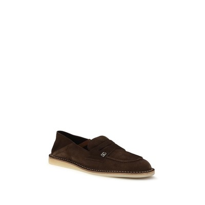 Dolce & Gabbana Dark Brown Leather Slip-On Loafers Dolce & Gabbana Slip On Loafers 9164 Brown Velvet Leather  main image 2