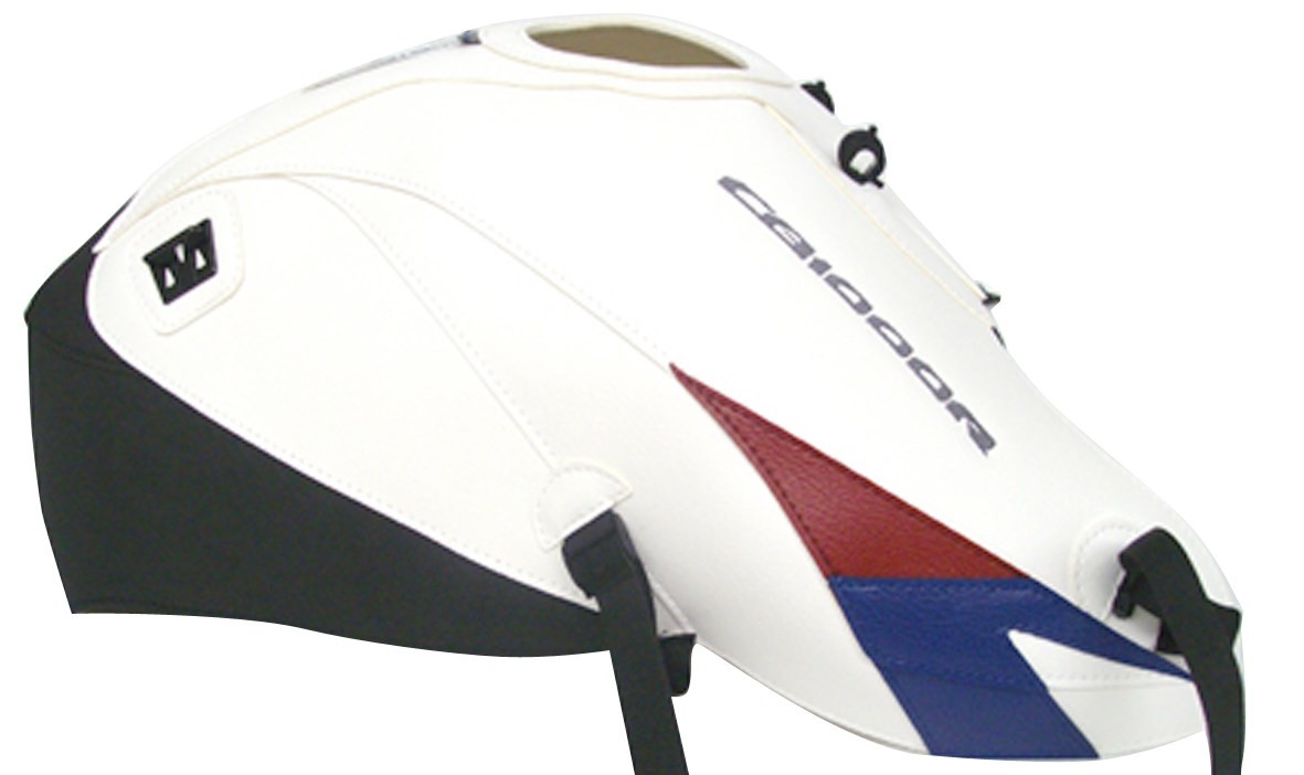 Tapis de réservoir Bagster blanc bleu pour rouler en Honda CB 1000 R en week-end roadtrip