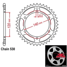 JT Sprocket Steel Rear 530 Pitch 40 Tooth Kawasaki ZX 600 ZZ-R 600 (2003-2004)