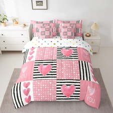 Feelyou Full Size Girls Like Cartoon Cute Comforter Set Sheets Boys Girls Pink