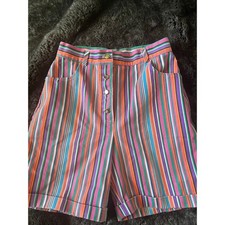 Vintage 1980s 46th Street Miami Florida High-Waisted Striped Shorts โ USA Made