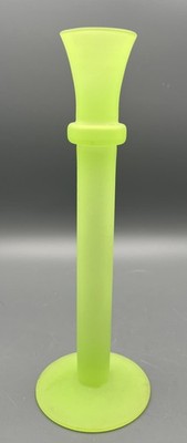 LSA 10  Lime Green Satin Glass Solifleur Bud Vase Handmade Poland Narrow Column