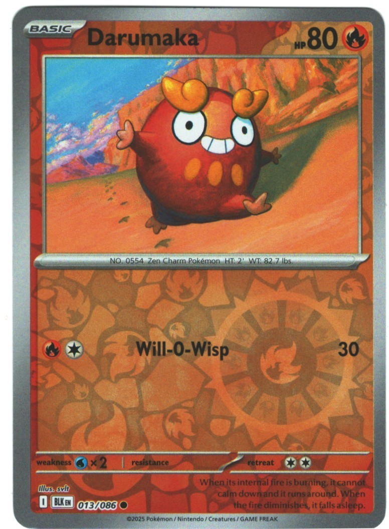 Darumaka 13/86 Black Bolt Reverse Holo Common Pokémon TCG