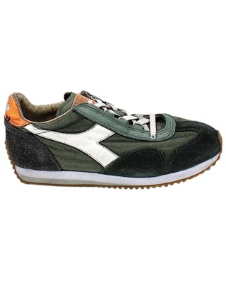Diadora Heritage Shoes Equipe H Dirty Stone Wash Evo Trainers Leather Green Man