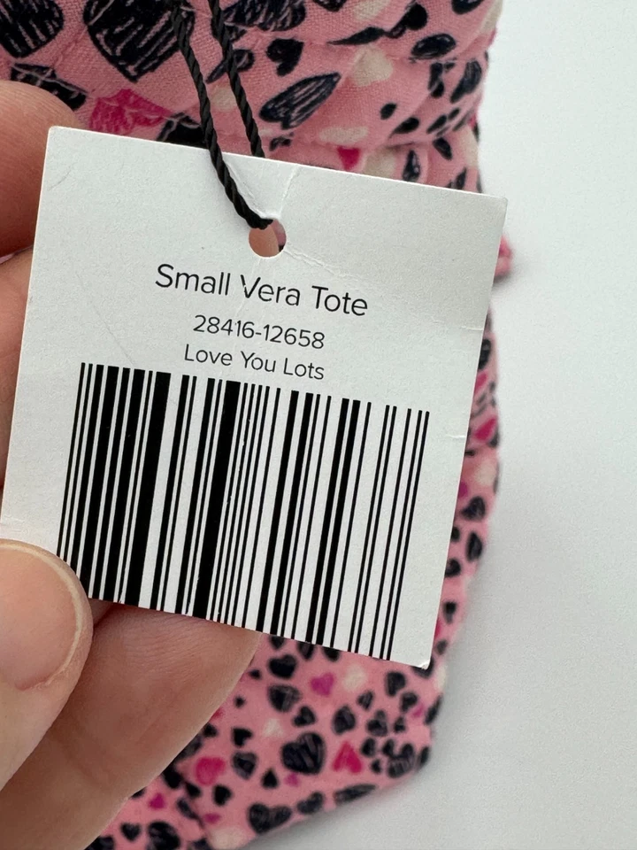 VERA BRADLEY SMALL VERA TOTE LOVE YOU LOTS PINK HEARTS COIN HANDBAG PURSE NEW - Image 3 of 4