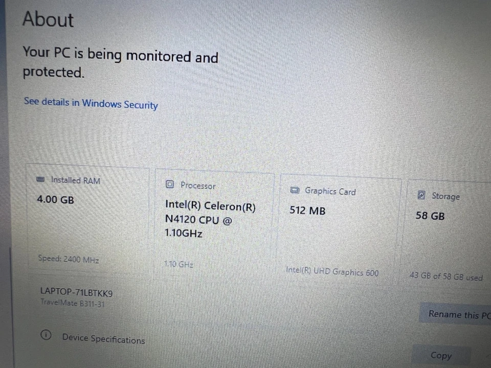 Acer Travelmate Spin B3 N20H1 Intel Celeron N4120 4GB DDR4 64GB eMMC Windows 10 - Image 3 of 4