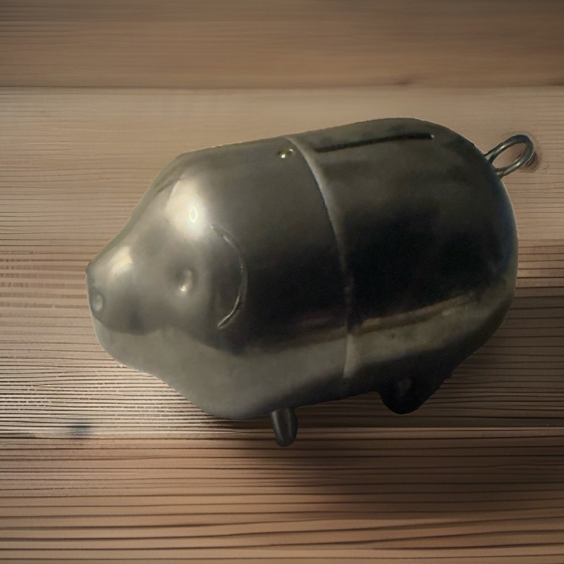 Raymond “Pat Pend” Metal Piggy Bank – Silver Plated Pig figure