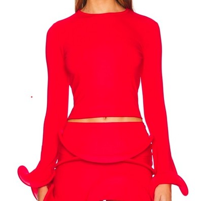 Sid Neigum red bamboo wave sleeve top sz L NWT