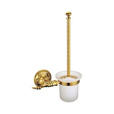 Gold PVD Wall mounted Flowers Style Solid Brass Luxury toilet brush holder