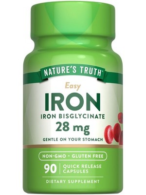 Nature's Truth Iron Supplement 90 Count Gentle Formula Non GMO Essential Mineral
