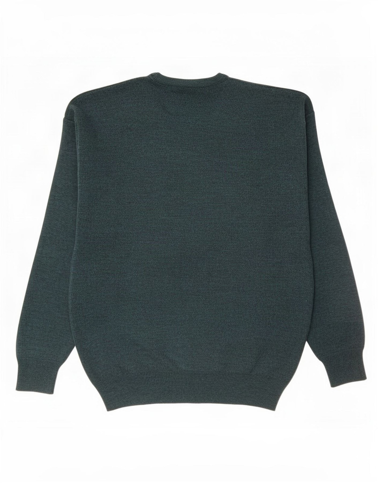 Bernardini Mens Graphic Crew Neck Jumper Sweater Medium Green Striped Wool EE68 image 2