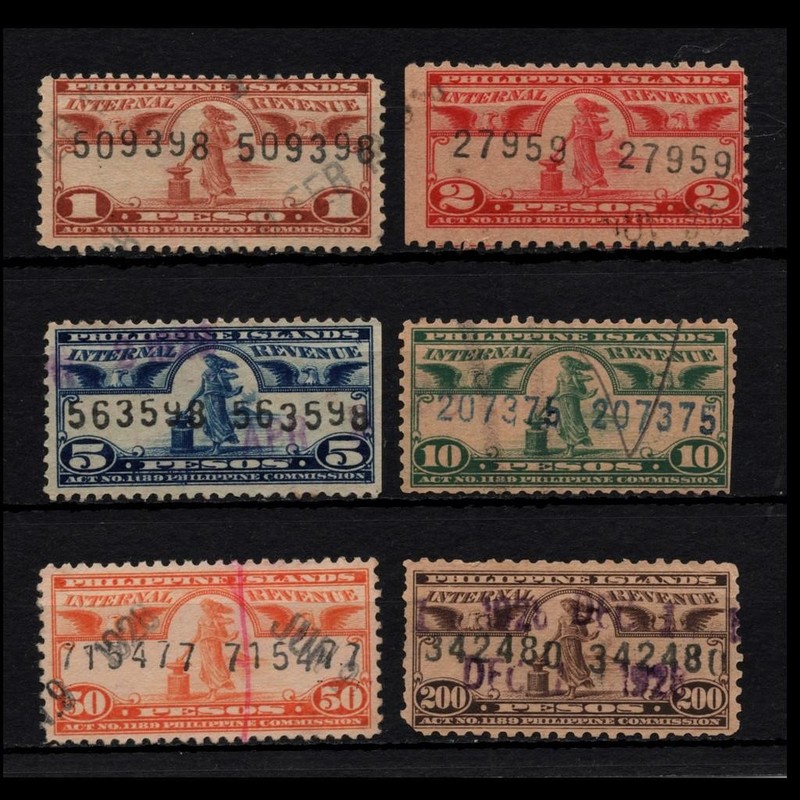 Assorted PHILIPPINES REVENUE FISCAL USED LOT Six Stamps SEE PHOTOS D-123
