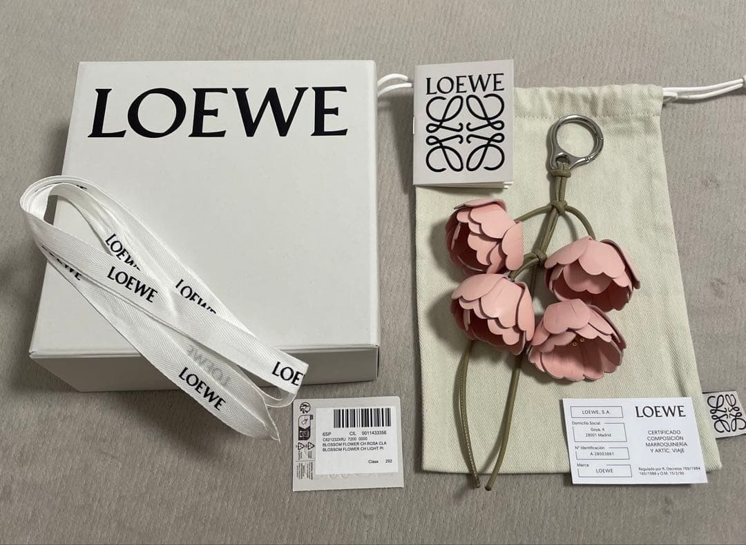 LOEWE Cherry Blossom Flower Charm Light Pink Calfskin Leather