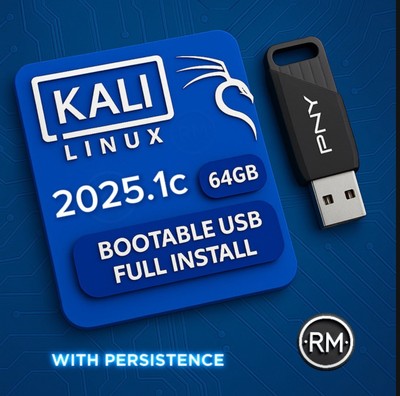Kali Linux 2025.1 | Full Install + Persistence | 64GB USB 3.2 | 64-bit