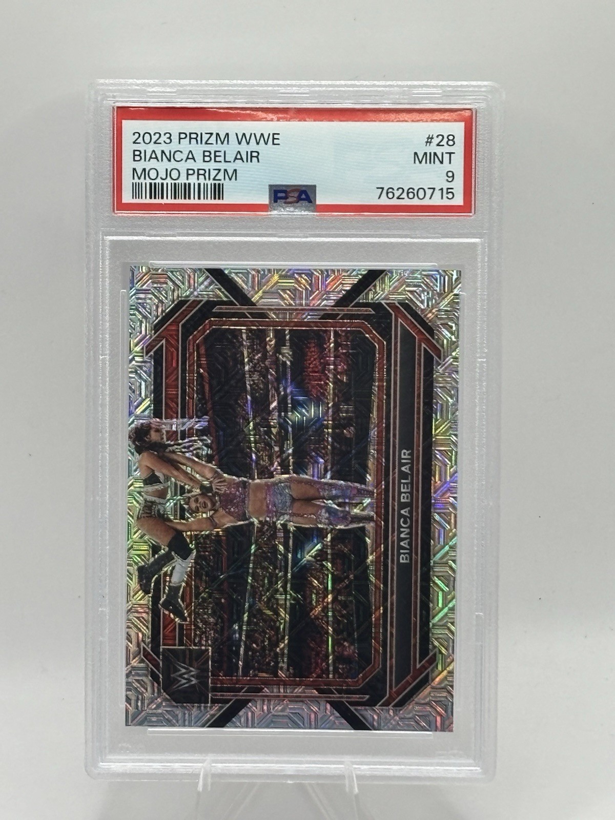 2023 Prizm WWE Bianca Belair #28 Mojo Prizm #11/25 Graded PSA 9