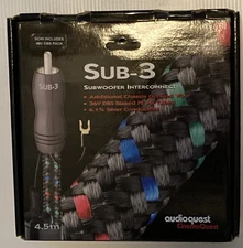 AudioQuest SUB-3 Subwoofer RCA Cable 4.5M length with box & 48v DBS