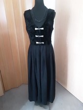 schwarzes langes zeitloses Kleid, Mothwurf, Gr. 40, Leinen, Landhaus