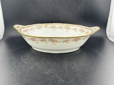 Antqiue Theodore Haviland Limoges Floral Motif Double Gold Vegetable Bowl Open