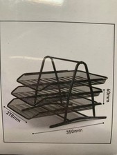 Image of Metal Black/Silver A4 Document Letter Organiser Mesh Tray Removable Compartments