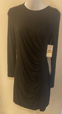 ー Karen Kane Karen Kane Black Long-Sleeve Side-Ruched Dress