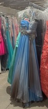 Terani Couture Light Blue Brown Ombre Silky Gown NWT SZ 8 SALE 