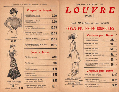 PARIS (I°) Kaufhaus / MODE ''AU LOUVRE'' Flugblatt vom 12. Oktober 1930