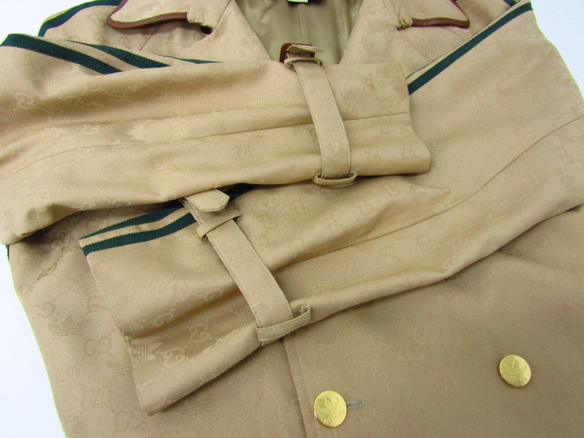 GUCCI トレンチジャケット Gucci x adidas Trench Coat Long 715844 Z8A77 Beige Gold Button