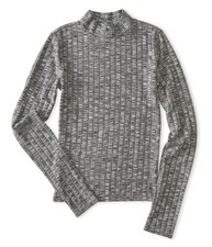 Aeropostale Womens Ribbed LS Pullover Sweater, Grey, Juniors, Small